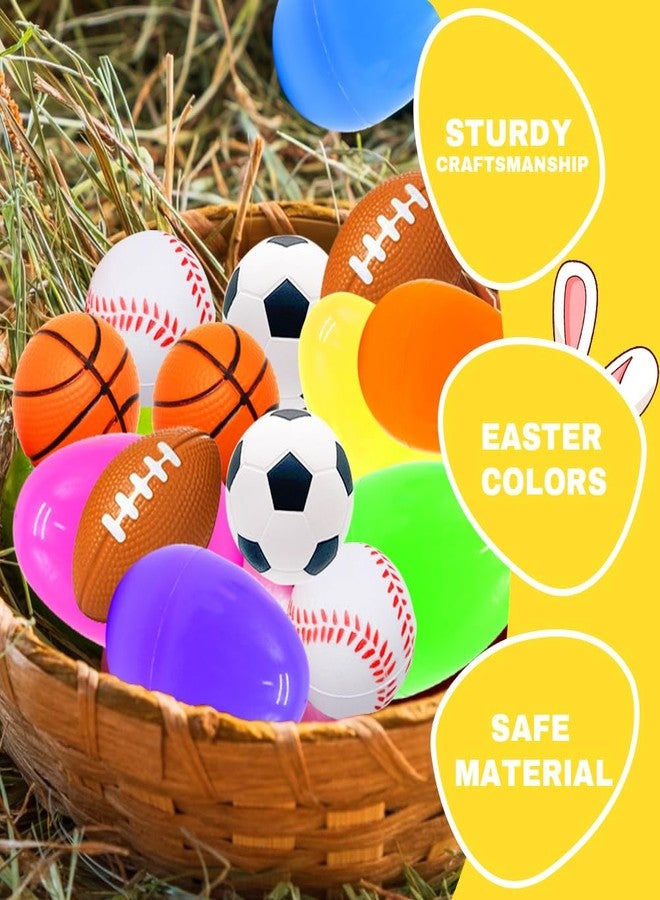 LUKBERA 24 Pcs Prefilled Easter Eggs with Sports Balls, Filled Eggs with Stress Relief Toys Ball for Kids Toddlers Easter Basket Stuffers, Easter Eggs Hunt - Image 4